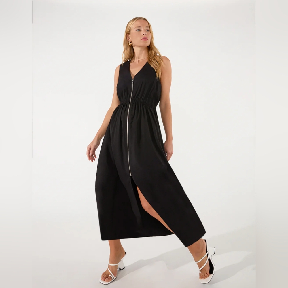 FLORENCE the label* sleeveless zip/slit front elastic waist 2pkt pleated dress
